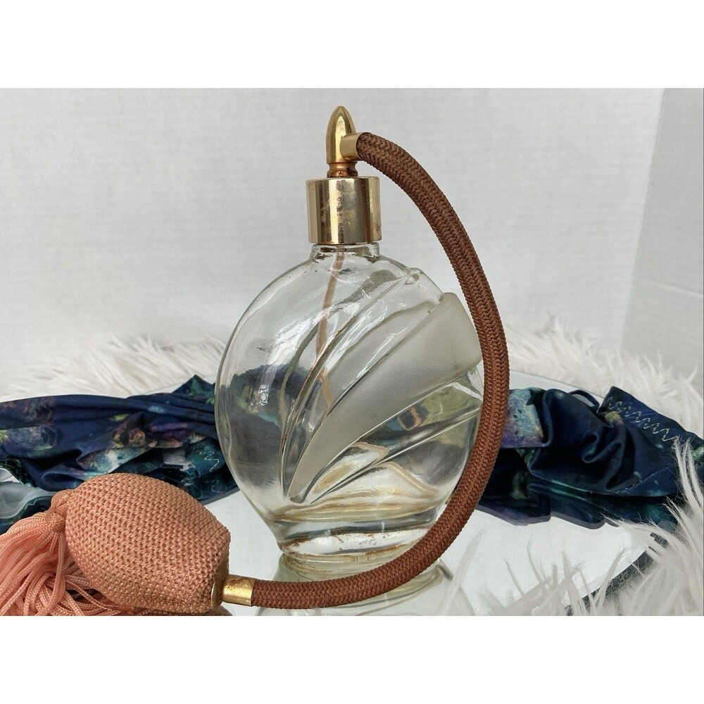 Vintage Iridescent Shell Perfume Atomizer Vanity Bottle Tassel Spray